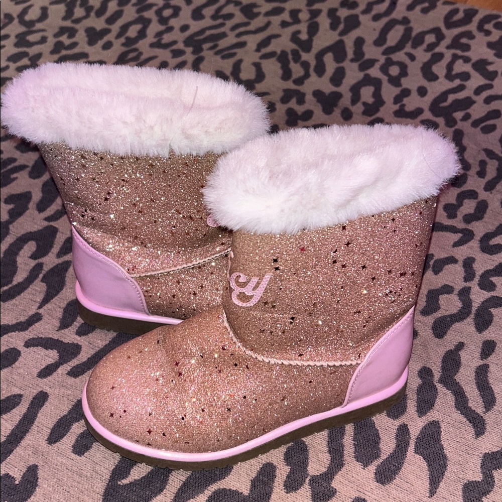 Malibu Kids Juicy Couture Glitter Boots with Fur Trim